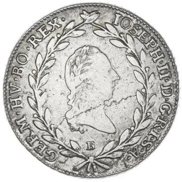 1786 1/25 oz Austria Silver 20 Kreuzer 1786 B SS, small cup.