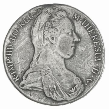 1780 Austria Silver Austria Silver Posthumous Taler I.C.-F.A. Vienna SS-, small cross, died hole, removed handle.