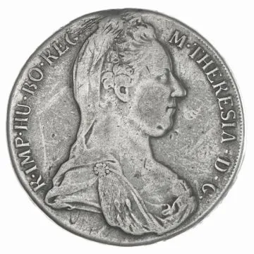 1780 1/25 oz Austria Silver Posthumous Taler I.C.-F.A. Vienna SS-, small cross, died hole, removed handle.