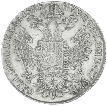 1824 Silver Taler 1824 C VZ, small crane.