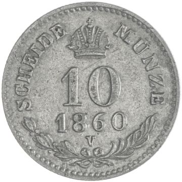1860 Silver 10 Kreuzer VZ/SS, min. spotted
