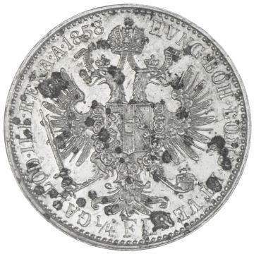 1858 Austria Silver Austria Silver Gulden A VZ, the value side is unfortunately stained!
