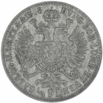 1858 Silver 1/4 Guilder E SS, perforation attempts (sic!)
