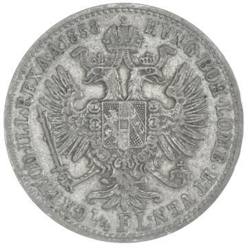 1858 Austria Silver Quarter Gulden A VZ-