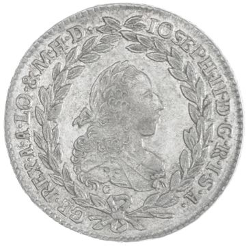 1775 Silver 20 Kreuzer G/IB-IV VZ, small crown.