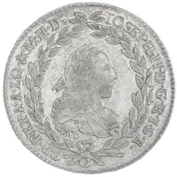 1775 1/25 oz Silver 20 Kreuzer G/IB-IV VZ, small crown.