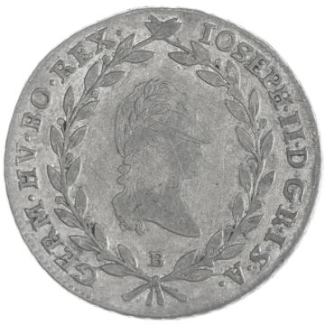 1783 Silver 20 Kreuzer VZ, small crane.