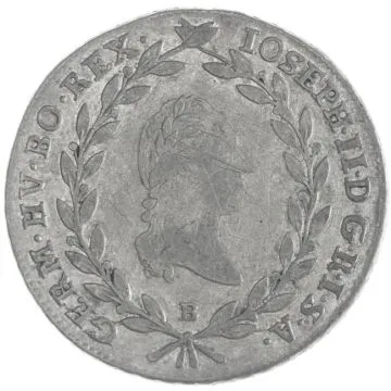 1783 1/25 oz Silver 20 Kreuzer VZ, small crane.