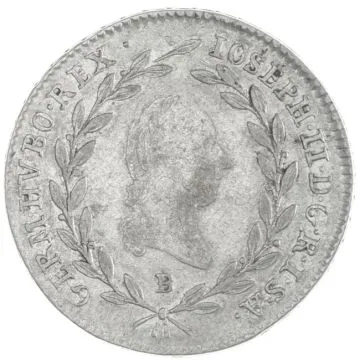 1783 1/25 oz Silver 20 Kreuzer VZ, small crane.