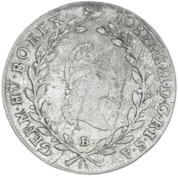 1784 Silver 20 Kreuzer VZ, small crane.