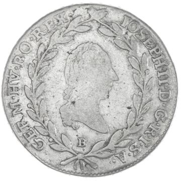 1786 Austria Silver 20 Kreuzer SS, small cup.