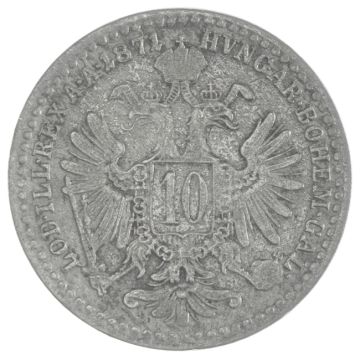 1871 Silver 10 Kreuzer SS, circulation marks, =VERY RARE=