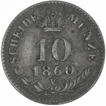 1860 Silver 10 Kreuzer VZ/SS, speckled