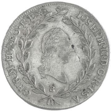 1786 Austria Silver 20 Kreuzer VZ, small crown.
