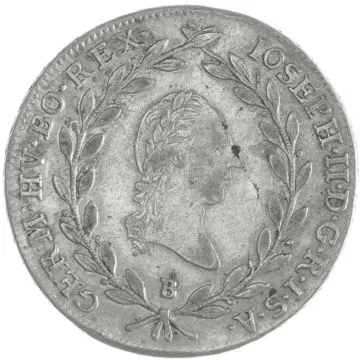 1786 1/25 oz Austria Silver 20 Kreuzer VZ, small crown.