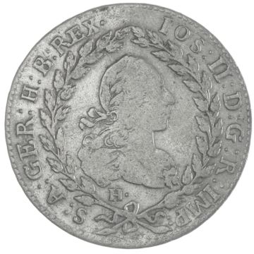 1787 Austria Silver 20 Kreuzer SS-, kl. Kr., =RARE=