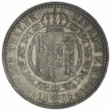 1838 Germany Silver Taler VZ, small crown.