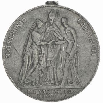 1854 Silver Guilder Green Wedding SS, distant handle, signs of use