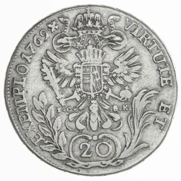 1769 1/25 oz Silver 20 Kreuzer 1769 A//IC-SK SS/SS+, small class.