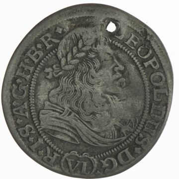 1676 Silver 6 Kreuzer SS, gel.