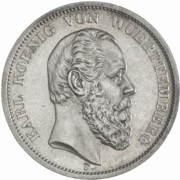 1875 Silver 5 Mark VZ, min. creases, small spots on the obverse