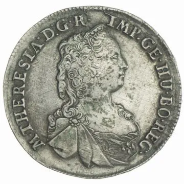 1765 1/25 oz Silver 1/2 Taler 1765 Hall VZ, small crown.