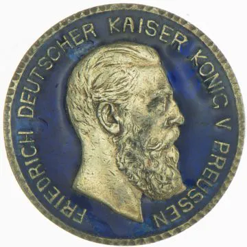 1888 1/25 oz Germany Silver 2 Mark VZ, blue enameled, small chips, repurposed into a piece of jewelry.