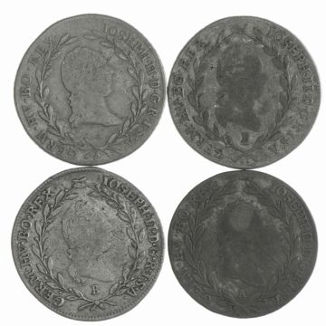1787 Silver Lot (4) 10 Kreuzer A(2), B(2) SS-, Kr.