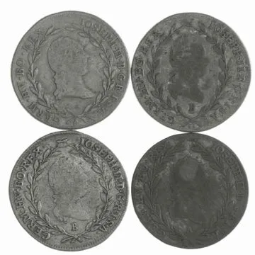 1787 1/25 oz Silver Lot (4) 10 Kreuzer 1787 A(2), B(2) SS-, Kr.