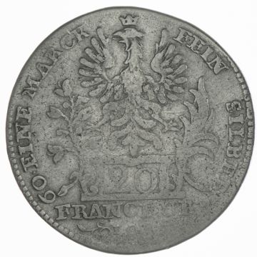 1768 Silver 20 Kreuzer Frankfurt S/SS, Kr.
