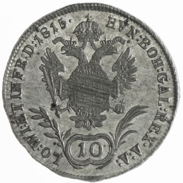 1815 Austria Silver 10 Kreuzer A VZ+, min. dez., iustiert