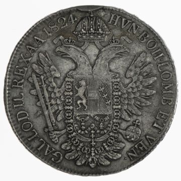 1824 Austria Silver Half Taler SS, Hsp., starke Umlaufspuren