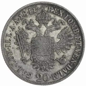 1841 1/25 oz Austria Silver 20 Kreuzer A SS