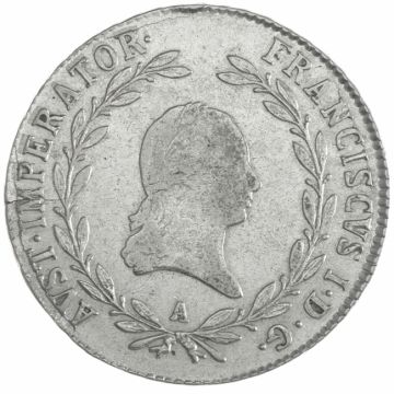 1824 Austria Silver 20 Kreuzer Coin VZ, iust.