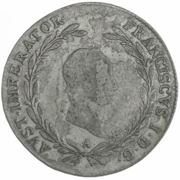 1825 Austria Silver 20 Kreuzer Coin SS, splotchy