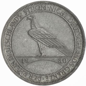 1930 Silver 3 Reichsmark 1930 A Rheinlandräumung VZ, somewhat patchy