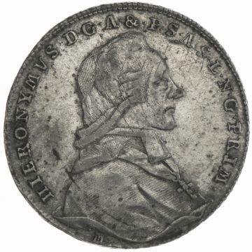 1781 Silver 20 Kreuzer 1781 Salzburg SS-, somewhat stained