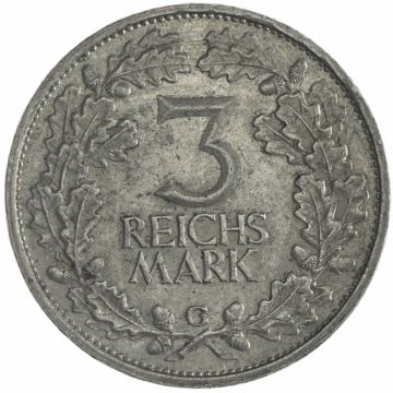 1925 3 Reichsmark 1925 GD Rheinland VZ, small crane.
