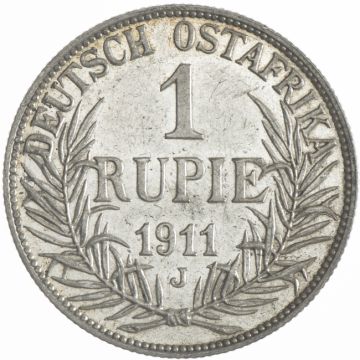 1911 Germany Silver Rupie 1911 J VZ, kl. Kratzer, etwas fleckig