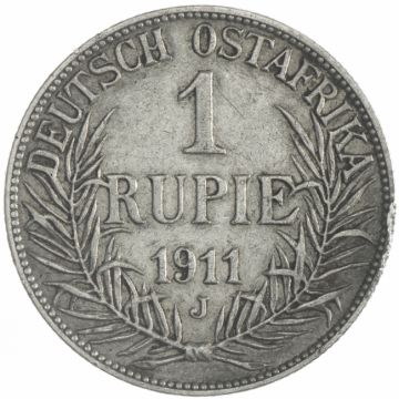 1911 Germany Silver Rupie 1911 J SS-, Kratzer, Rdschaden, fleckig