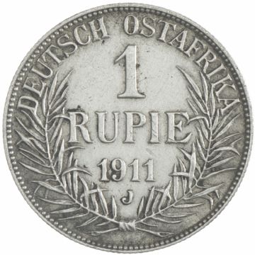 1911 Germany Silver Rupie 1911 J SS-, Kratzer, unsachgemäß gereinigt
