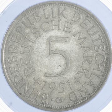 1951 Germany Silver 5 Mark 1951 G VZ, min. Kr.