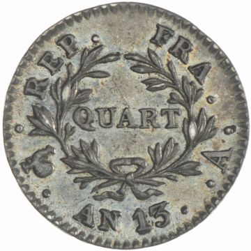 1808 France Silver Quart Franc AN 13 A VZ