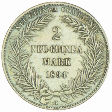 1894 Silver 2 Neu-Guinea Mark 1894 A VZ, small crane.
