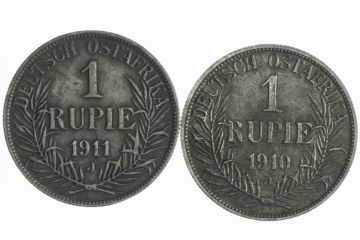 Germany Silver Lot (2) Rupie 1910 J, 1911 J SS/VS, small crown.