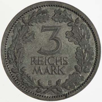 1931 Germany Silver 3 Reichsmark 1931 E VZ, fine Kr.