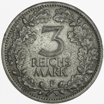 1931 Germany Silver 3 Reichsmark 1931 F SS, Kr.
