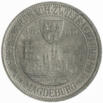 1931 Germany 3 Reichsmark 1931 A Magdeburg VZ, small crown.