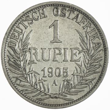 1905 Germany Silver Rupie 1905 A VZ, small crane.
