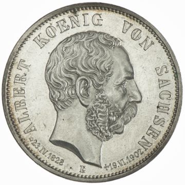 1902 Germany Silver 5 Mark 1902 E